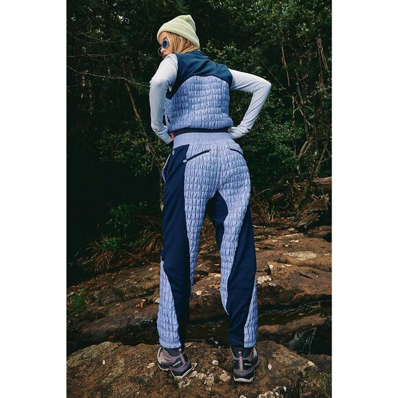 NWT FREE PEOPLE Quilt To Last Pants $198 X-SMALL Blue Relaxed High-Rise - Picture 3 of 5